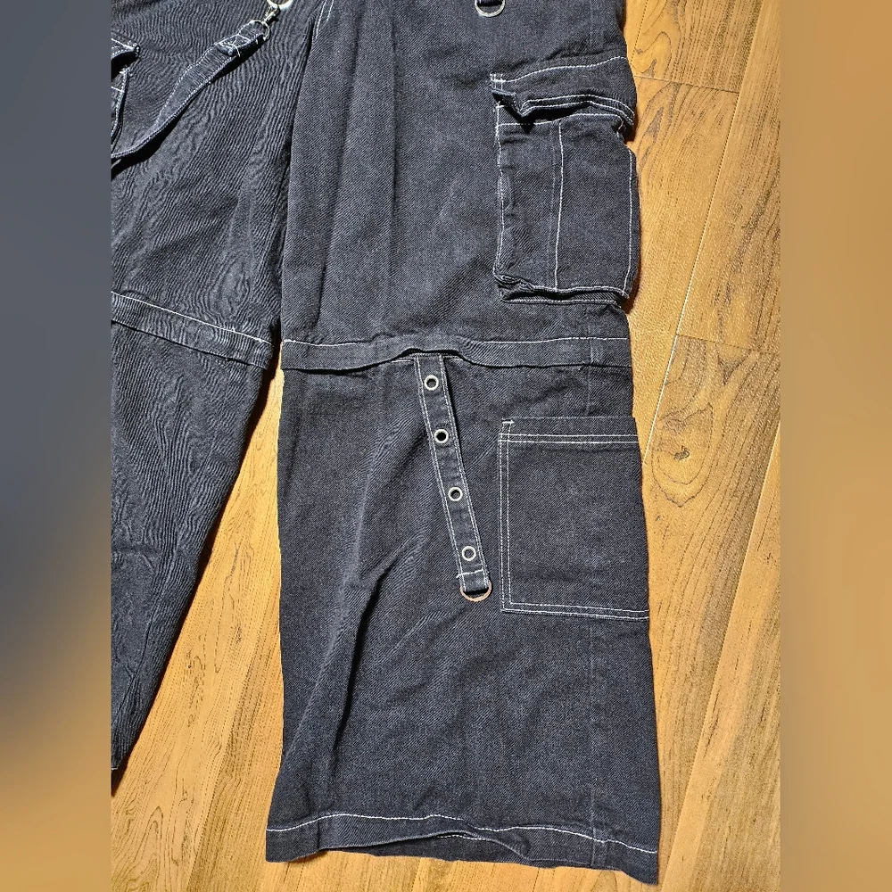 Black Cargo Pants with White Stitching - Picture 5 of 14